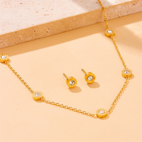 Women Fashion Round Stainless Steel Electroplating Jewelry Sets