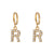 Minimalist Letter Number Text Stainless Steel 18K Gold Plated Earrings