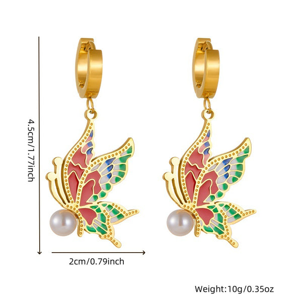 Women Fashion Dragonfly Insect Butterfly Stainless Steel Electroplating Jewelry Sets