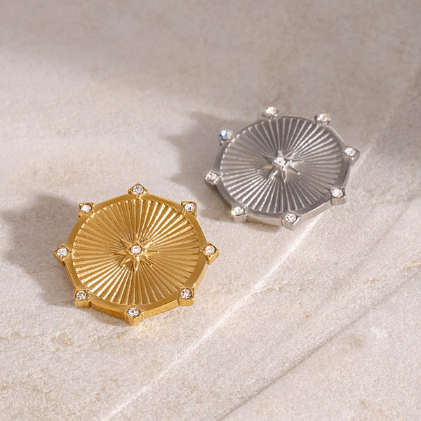 Versatile Octagram Geometric Stainless Steel Electroplating Brooches