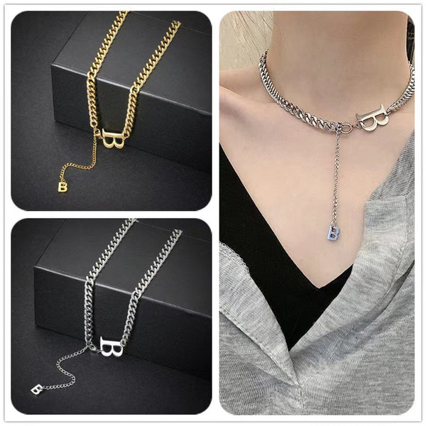 Korean Geometric Titanium Steel 18K Gold Plated Necklaces