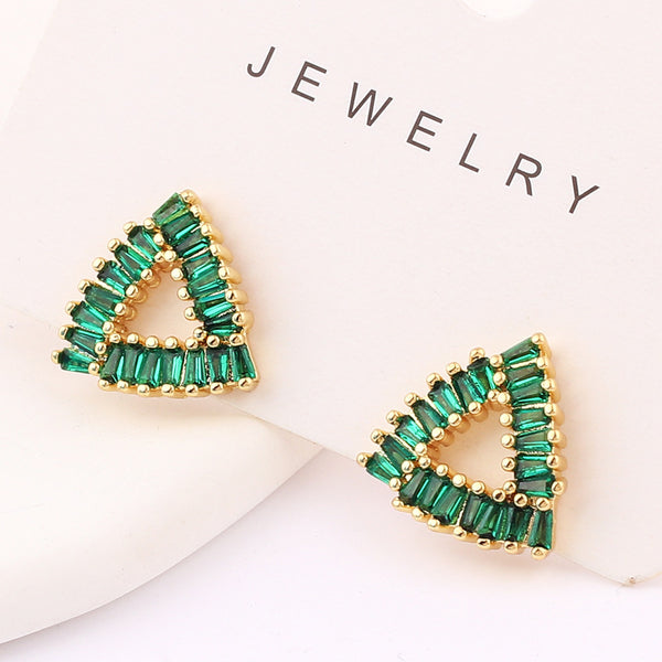 IG Style Women Irregular Conical Butterfly Copper Diamond Inlay Earrings