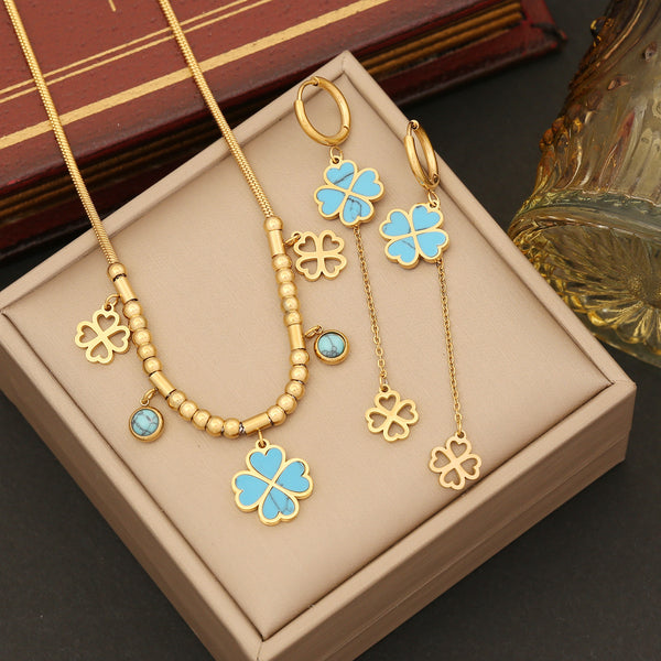 Rustic Flower Stainless Steel Electroplating Necklaces