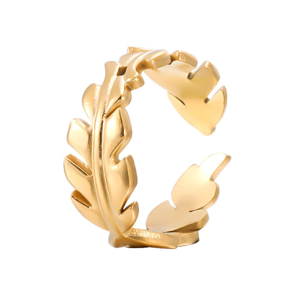 Rustic Women Leaf Stainless Steel Electroplating Rings