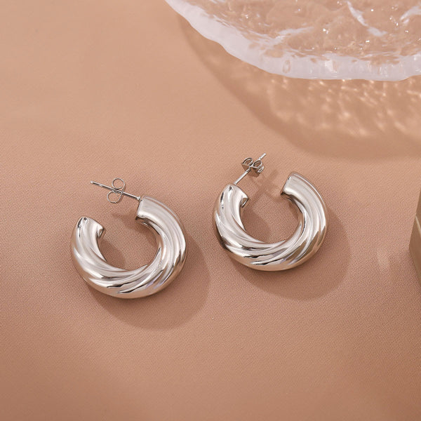 Minimalist Round Geometric Stainless Steel Polishing Earrings