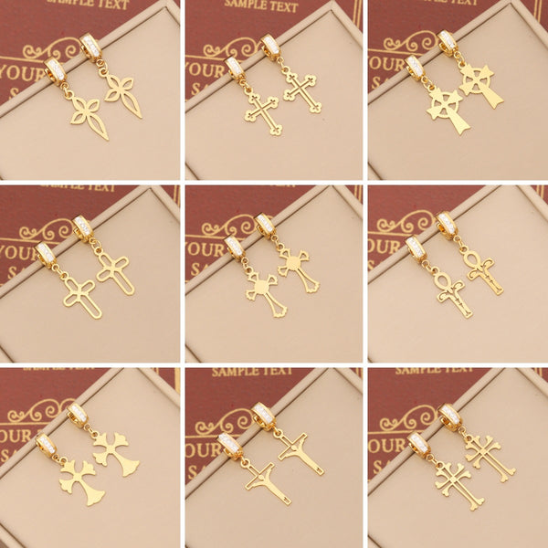 Expressive Cross Stainless Steel Electroplating Earrings