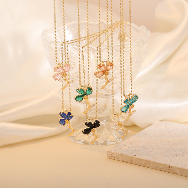 Fashion Clover Flower Copper Pendants