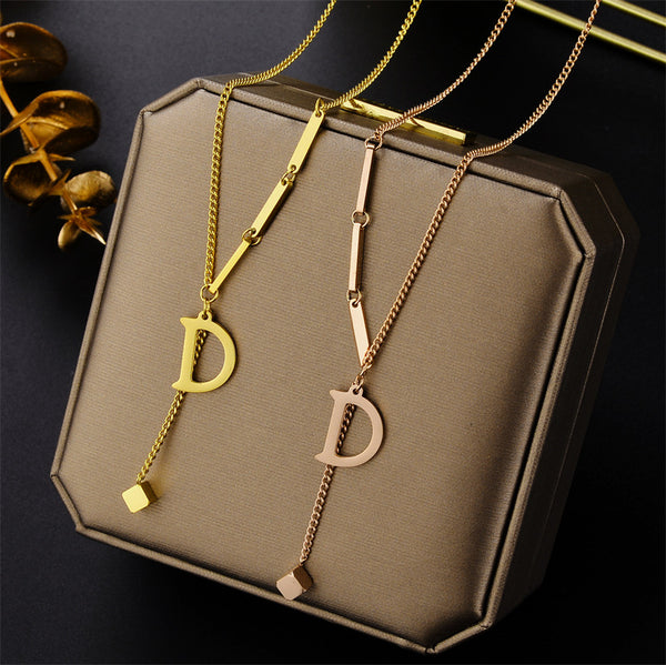 Cartoon Geometric Titanium Steel 18K Gold Plated Necklaces