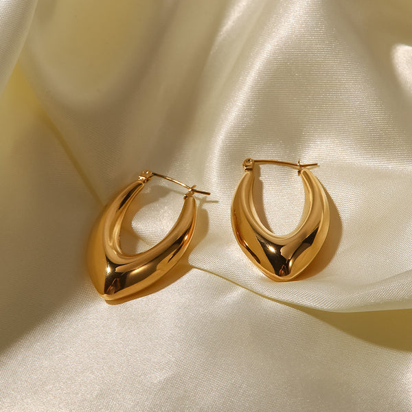 IG Style Circle Stainless Steel 18K Gold Plated Earrings