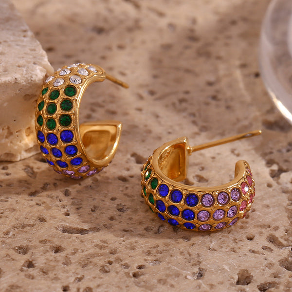 Fashion Circle Geometric Stainless Steel 18K Gold Plated Earrings