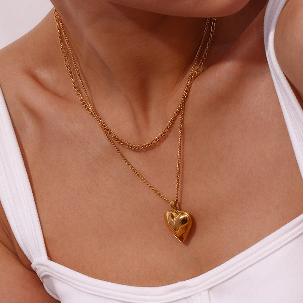 Minimalist Heart Stainless Steel 18K Gold Plated Necklaces