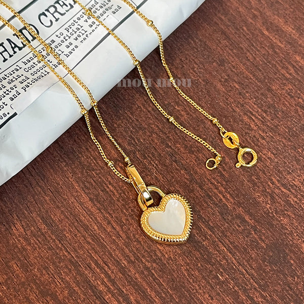 925 Sterling Silver Japanese / Korean Heart Geometric Silver Necklaces