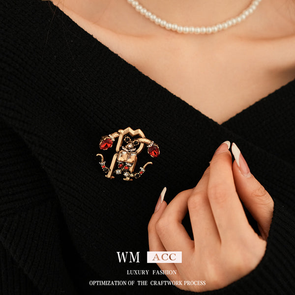 Women Luxurious Snake Animal Alloy Diamond Inlay Brooches