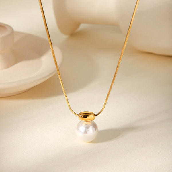 IG Style Chain Pearl Geometric Stainless Steel Electroplating Necklaces