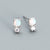 925 Sterling Silver Korean Geometric Silver Diamond Inlay Stud Earrings