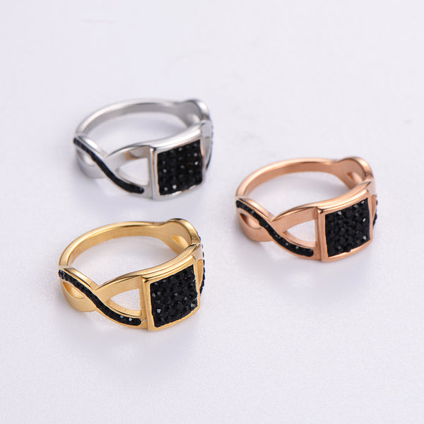 Fashion Stripe Circle Round Stainless Steel Electroplating Rings