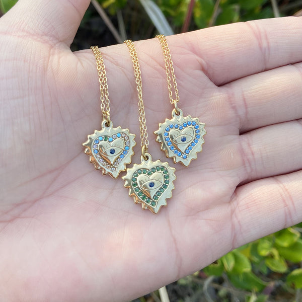 Women Heart Stainless Steel Diamond Inlay Pendants