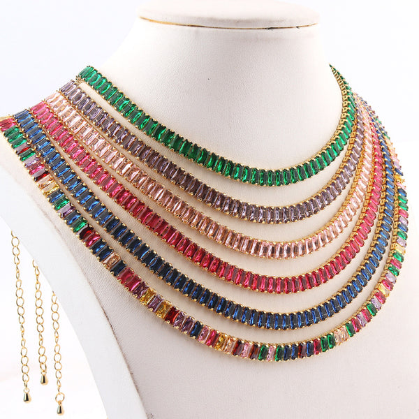 Women Diamond Metal Rainbow Copper Necklaces