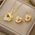 Moderate Luxury Quadrilateral Geometric Heart Titanium Steel 18K Gold Plated Necklaces