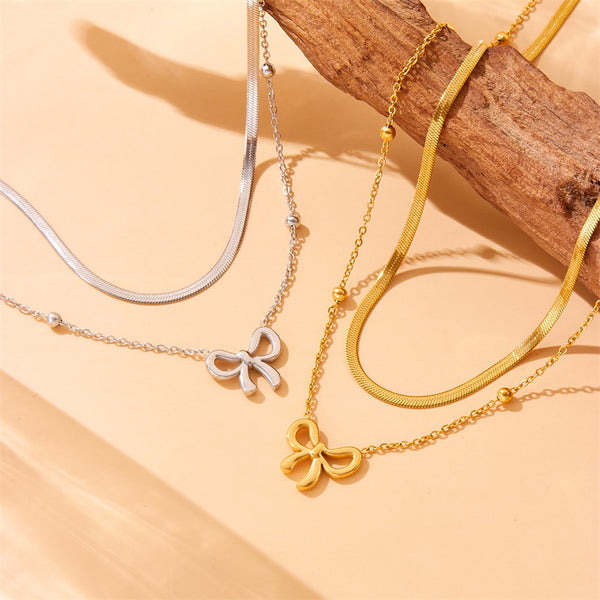 Fashion Bowknot Bowknot Stainless Steel Electroplating Necklaces