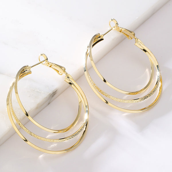 Women Round Geometric Copper Electroplating Earrings