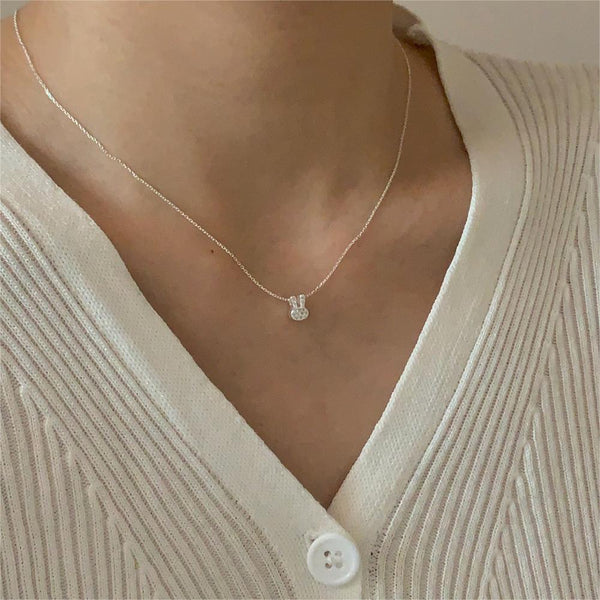 925 Sterling Silver Korean Rabbit Geometric Silver Electroplating Necklaces