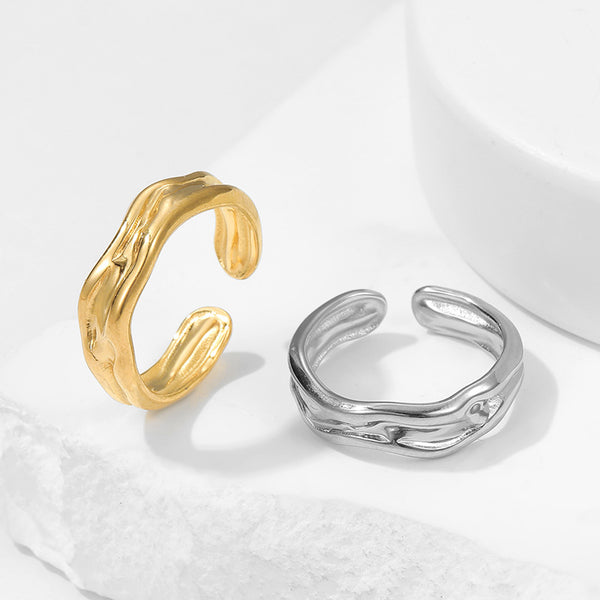 Unisex Minimalist Irregular Geometric Stainless Steel Electroplating Rings