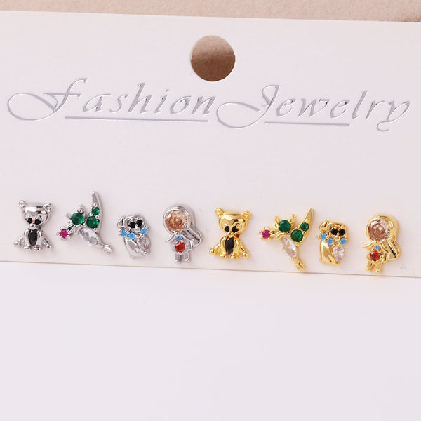 Cartoon Cartoon Zircon Zircon Inlay Earrings