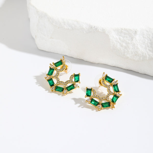 Circle Geometric Zircon Zircon Inlay Earrings