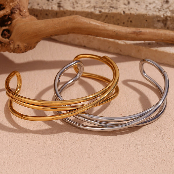 Fashion Circle Stainless Steel 18K Gold Plated Bangles