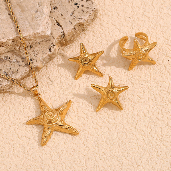 Fashion Starfish Star Stainless Steel Electroplating Necklaces