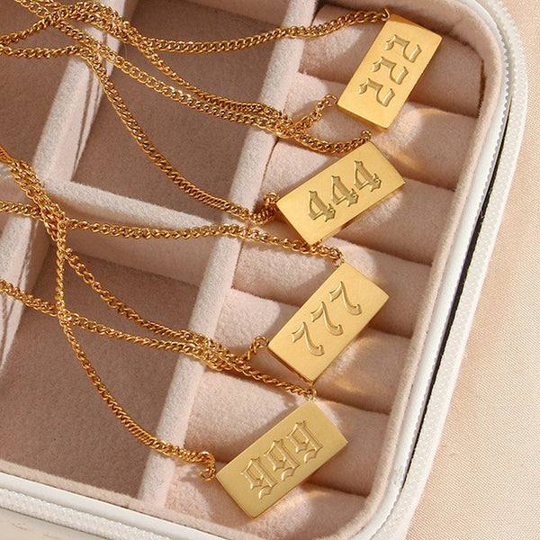 Minimalist Number Text Letter Stainless Steel 18K Gold Plated Necklaces