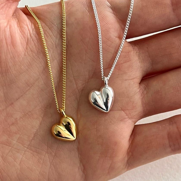 925 Sterling Silver IG Style Heart Geometric Silver Necklaces