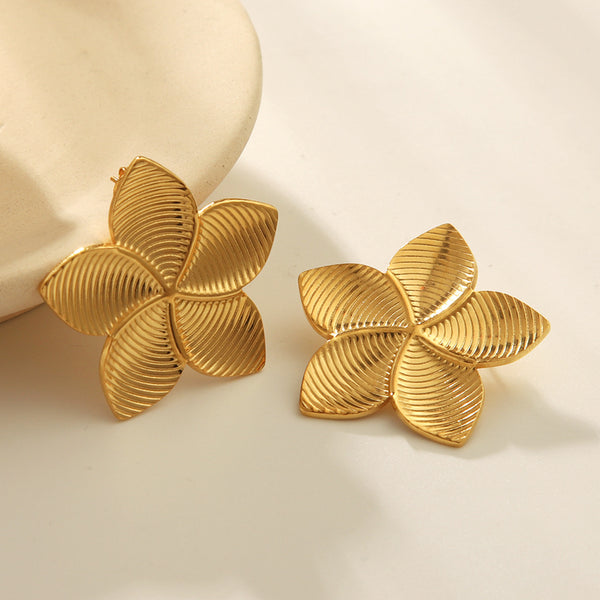 IG Style Leaf Flower Geometric Stainless Steel Electroplating Earrings