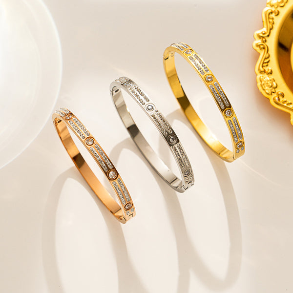 Korean Round Stainless Steel 18K Gold Plated Bangles