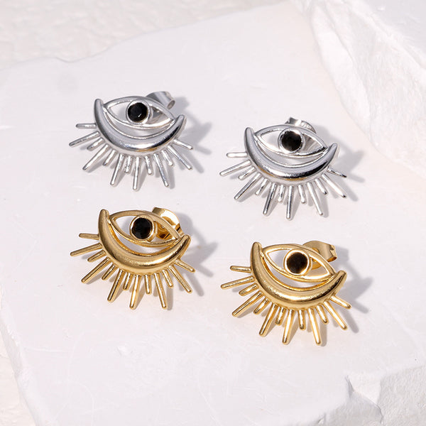 Eye Stainless Steel Electroplating Stud Earrings