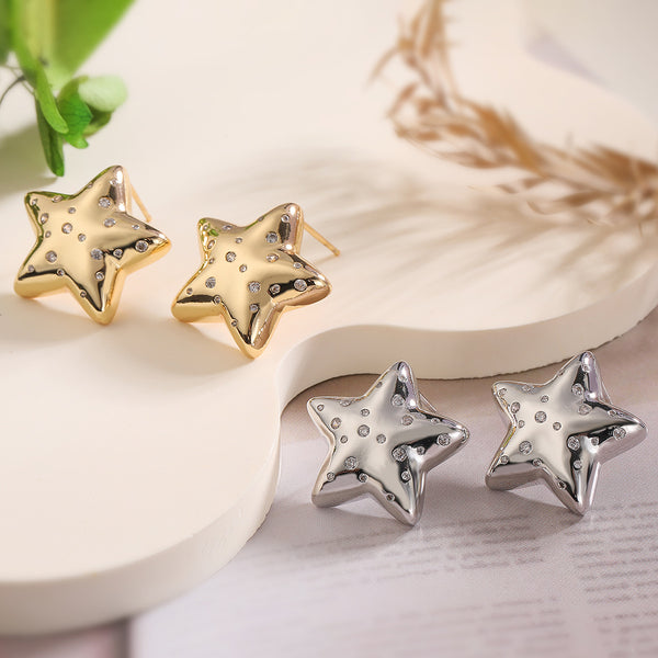 Irregular Geometric Copper Electroplating Stud Earrings