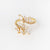 Moderate Luxury Women Fan-Shape Square Heart Circle Gold Plated Copper Rings