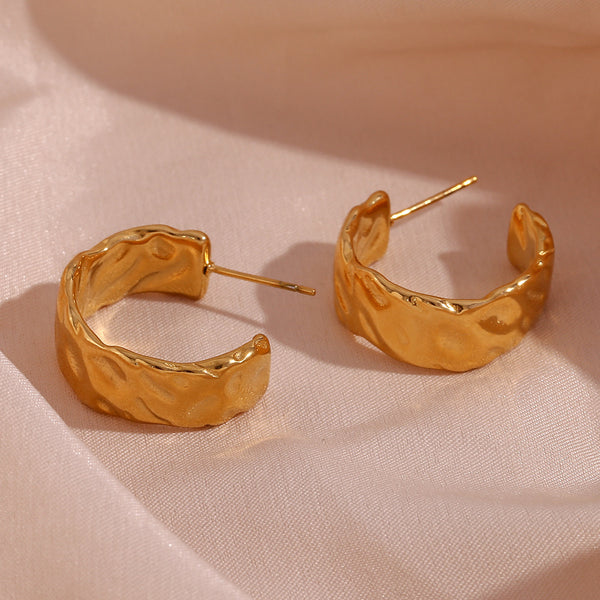 Fashion Circle Geometric Stainless Steel 18K Gold Plated Earrings