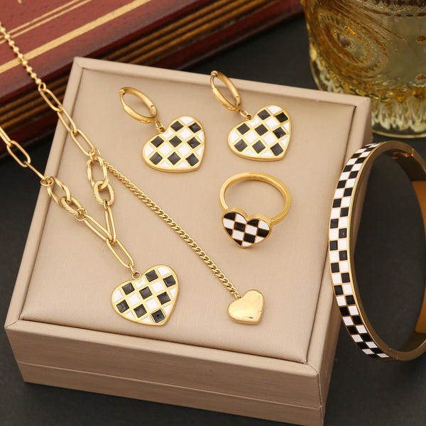 Fashion Heart Stainless Steel Oil Dripping Necklaces