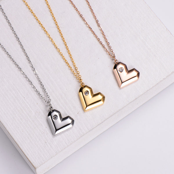 Japanese / Korean Women Metal Chain Diamond Doll Stainless Steel Electroplating Pendants