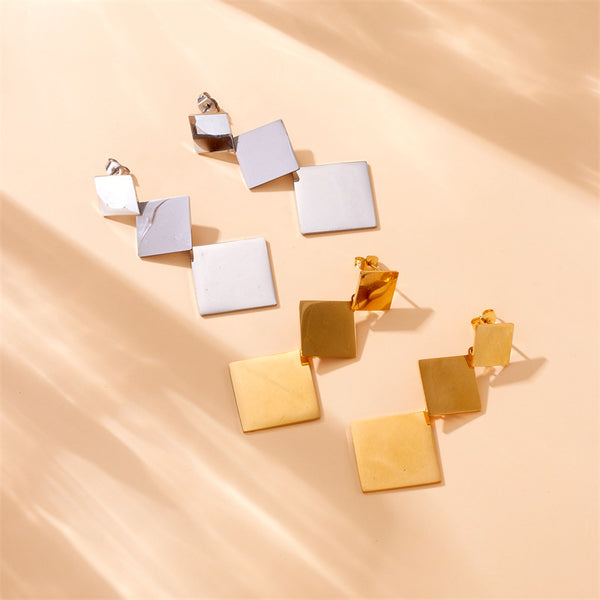 Fashion Quadrilateral Geometric Stainless Steel Electroplating Earrings