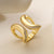 Women Irregular Geometric Copper Inlay Rings