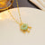 Retro Vintage Holiday Geometric Titanium Steel 18K Gold Plated Necklaces