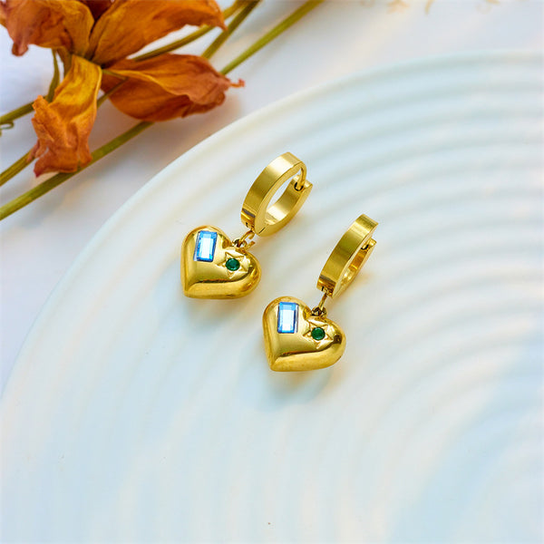 Heart Titanium Steel Electroplating Stud Earrings