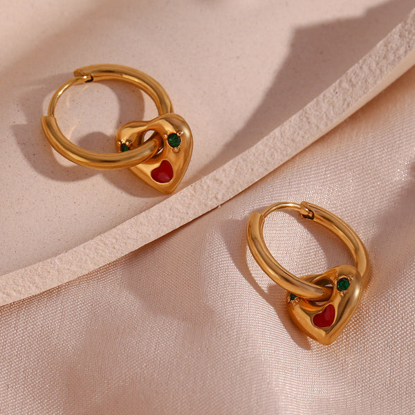 Minimalist Heart Stainless Steel 18K Gold Plated Earrings