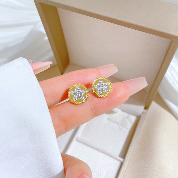 Korean Cosmos Geometric Titanium Steel Electroplating Earrings