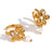 Women Fashion Pearl Geometric Flower Stainless Steel 18K Gold Plated Clip On Earrings