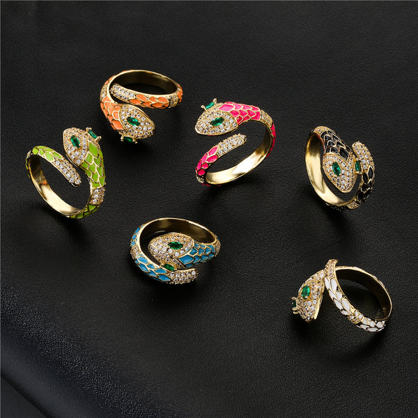 IG Style Women Geometric Copper Inlay Rings