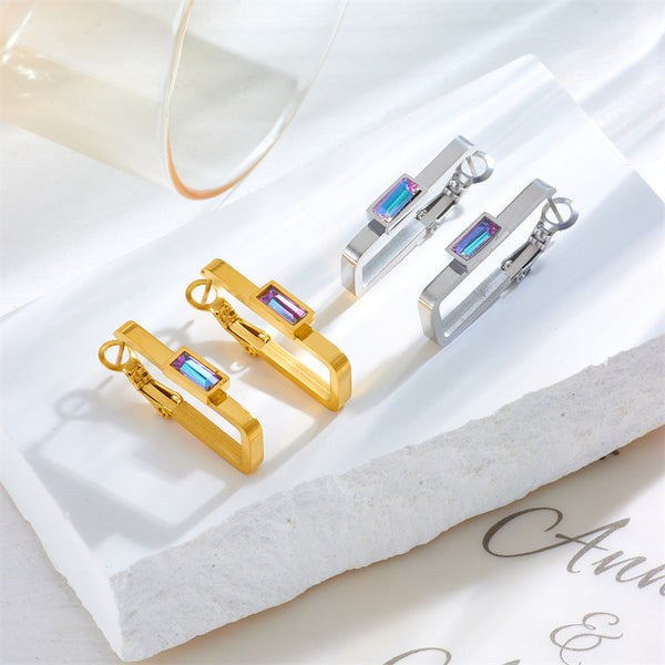 Fashion Quadrilateral Geometric Titanium Steel Electroplating Earrings